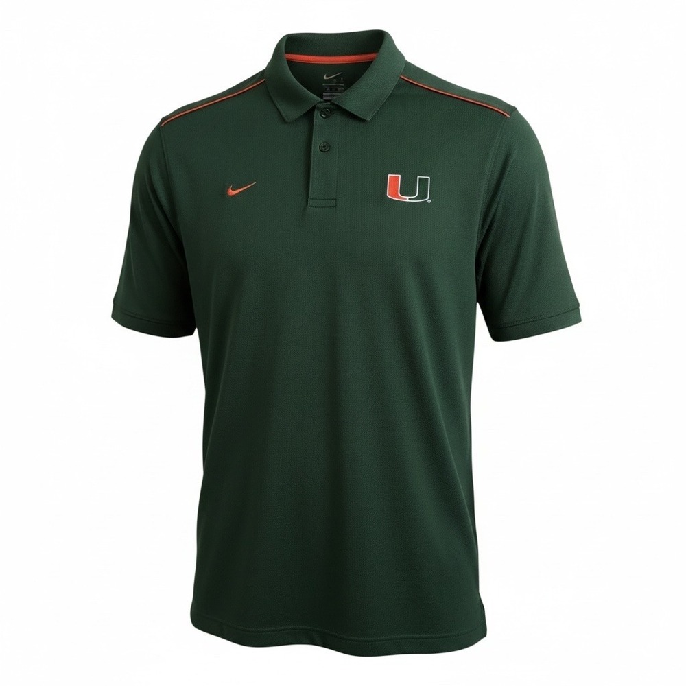 Nike Team Miami Hurricanes Sphere Dry Polo Shirt Mens XL Green NCAA Football